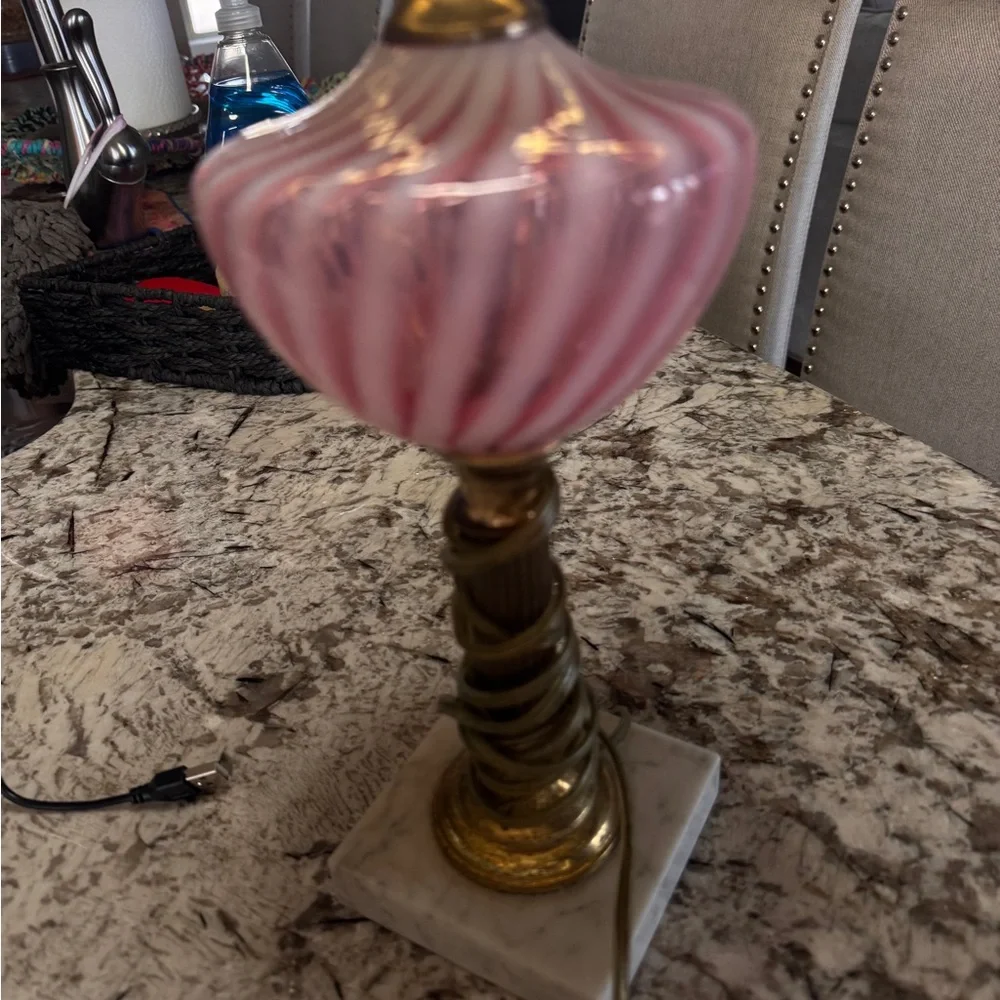 Fenton Pink and Gold Swirl Lamp - Picture 1 of 7